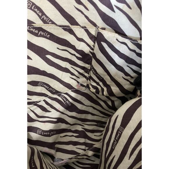 Linea Pelle Black Leather Front Zippers Luxury Gold Hardware Purse Bag READ - Picture 14 of 16